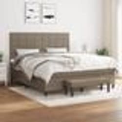 vidaXL Sommier à lattes de lit avec matelas Taupe 160x200 cm Tissu - 160 x 200 cm