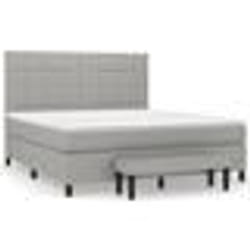 vidaXL Sommier à lattes de lit avec matelas Gris clair 180x200cm Tissu - 180 x 200 cm
