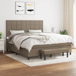 vidaXL Sommier à lattes de lit avec matelas Taupe 180x200 cm Tissu - 180 x 200 cm