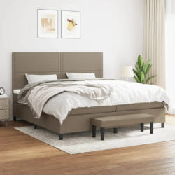 vidaXL Sommier à lattes de lit avec matelas Taupe 200x200 cm Tissu - 200 x 200 cm