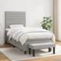 vidaXL Sommier à lattes de lit et matelas Gris clair 90x190 cm Tissu - 90 x 190 cm
