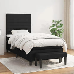 vidaXL Sommier à lattes de lit avec matelas Noir 90x200 cm Tissu - 90 x 200 cm