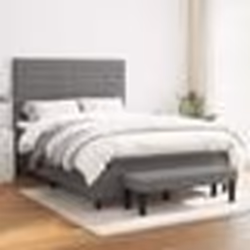 vidaXL Sommier à lattes de lit avec matelas Gris foncé 140x190cm Tissu - 140 x 190 cm