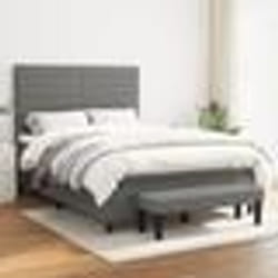 vidaXL Sommier à lattes de lit avec matelas Gris foncé 140x200cm Tissu - 140 x 200 cm