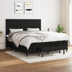 vidaXL Sommier à lattes de lit avec matelas Noir 160x200 cm Tissu - 160 x 200 cm