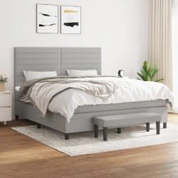 vidaXL Sommier à lattes de lit avec matelas Gris clair 180x200cm Tissu - 180 x 200 cm