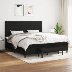vidaXL Sommier à lattes de lit avec matelas Noir 200x200 cm Tissu - 200 x 200 cm