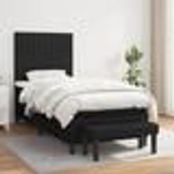 vidaXL Sommier à lattes de lit avec matelas Noir 90x190 cm Tissu - 90 x 190 cm