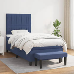 vidaXL Sommier à lattes de lit avec matelas Bleu 90x190 cm Tissu - 90 x 190 cm