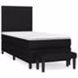 vidaXL Sommier à lattes de lit avec matelas Noir 90x200 cm Tissu - 90 x 200 cm