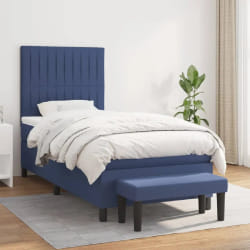 vidaXL Sommier à lattes de lit avec matelas Bleu 90x200 cm Tissu - 90 x 200 cm