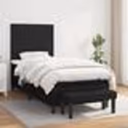 vidaXL Sommier à lattes de lit avec matelas Noir 100x200 cm Tissu - 100 x 200 cm