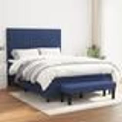vidaXL Sommier à lattes de lit avec matelas Bleu 140x190 cm Tissu - 140 x 190 cm