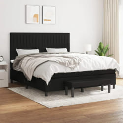 vidaXL Sommier à lattes de lit avec matelas Noir 160x200 cm Tissu - 160 x 200 cm