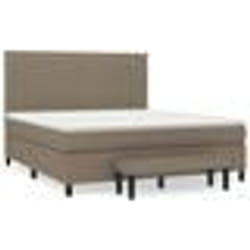 vidaXL Sommier à lattes de lit avec matelas Taupe 160x200 cm Tissu - 160 x 200 cm