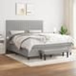 vidaXL Sommier à lattes de lit avec matelas Gris clair 180x200cm Tissu - 180 x 200 cm