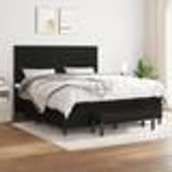 vidaXL Sommier à lattes de lit avec matelas Noir 180x200 cm Tissu - 180 x 200 cm