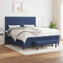vidaXL Sommier à lattes de lit avec matelas Bleu 180x200 cm Tissu - 180 x 200 cm