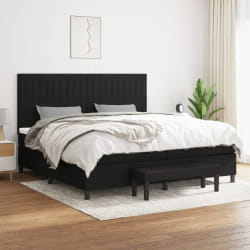 vidaXL Sommier à lattes de lit avec matelas Noir 200x200 cm Tissu - 200 x 200 cm