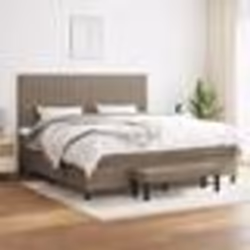 vidaXL Sommier à lattes de lit avec matelas Taupe 200x200 cm Tissu - 200 x 200 cm