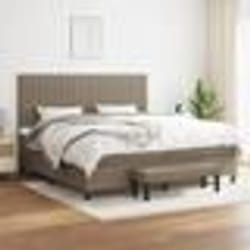 vidaXL Sommier à lattes de lit avec matelas Taupe 200x200 cm Tissu - 200 x 200 cm
