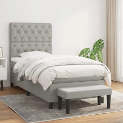 vidaXL Sommier à lattes avec matelas - Gris clair 80x200 cm