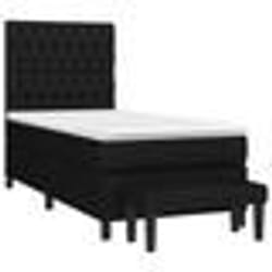 vidaXL Sommier à lattes de lit avec matelas Noir 90x190 cm Tissu - 90 x 190 cm