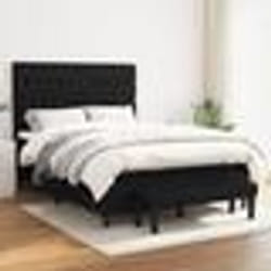 vidaXL Sommier à lattes de lit avec matelas Noir 140x200 cm Tissu - 140 x 200 cm