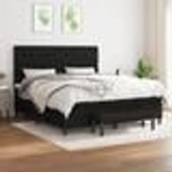 vidaXL Sommier à lattes de lit avec matelas Noir 160x200 cm Tissu - 160 x 200 cm