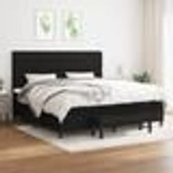 vidaXL Sommier à lattes de lit avec matelas Noir 200x200 cm Tissu - 200 x 200 cm