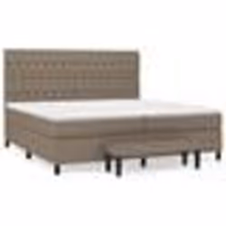 vidaXL Sommier à lattes de lit avec matelas Taupe 200x200 cm Tissu - 200 x 200 cm