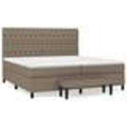 vidaXL Sommier à lattes de lit avec matelas Taupe 200x200 cm Tissu - 200 x 200 cm