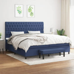 vidaXL Lit avec matelas Bleu 200x200 cm Tissu