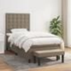 vidaXL Sommier à lattes de lit avec matelas Taupe 80x200 cm Tissu - 80 x 200 cm