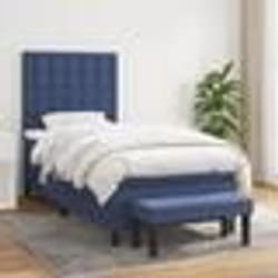 vidaXL Sommier à lattes de lit avec matelas Bleu 80x200 cm Tissu - 80 x 200 cm