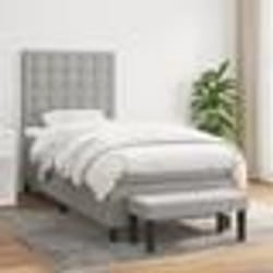 vidaXL Sommier à lattes de lit et matelas Gris clair 90x190 cm Tissu - 90 x 190 cm
