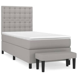 vidaXL Sommier à lattes de lit avec matelas Gris clair 90x200 cm Tissu - 90 x 200 cm