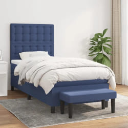 vidaXL Sommier à lattes de lit avec matelas Bleu 90x200 cm Tissu - 90 x 200 cm