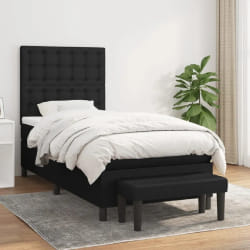 vidaXL Sommier à lattes de lit avec matelas Noir 100x200 cm Tissu - 100 x 200 cm