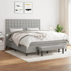 VIDAXL Sommier 160x200 Gris clair Tissu