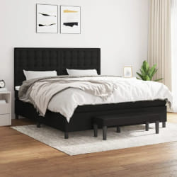 vidaXL Sommier à lattes de lit avec matelas Noir 160x200 cm Tissu - 160 x 200 cm