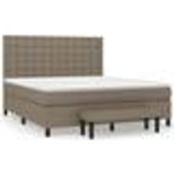 vidaXL Sommier à lattes de lit avec matelas Taupe 160x200 cm Tissu - 160 x 200 cm