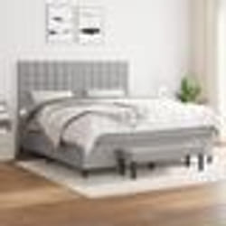 vidaXL Sommier à lattes de lit avec matelas Gris clair 180x200cm Tissu - 180 x 200 cm