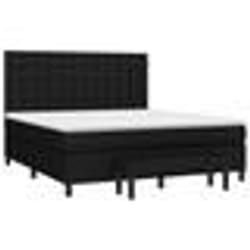 vidaXL Sommier à lattes de lit avec matelas Noir 180x200 cm Tissu - 180 x 200 cm