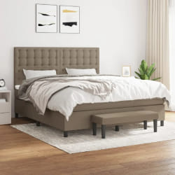 vidaXL Sommier à lattes de lit avec matelas - Taupe 180x200 cm