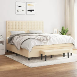 vidaXL Sommier à lattes de lit avec matelas Crème 180x200 cm Tissu - 180 x 200 cm