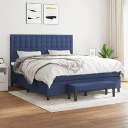 vidaXL Sommier à lattes de lit avec matelas Bleu 180x200 cm Tissu - 180 x 200 cm