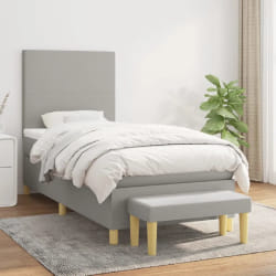 vidaXL Sommier à lattes de lit avec matelas Gris clair 80x200 cm Tissu - 80 x 200 cm