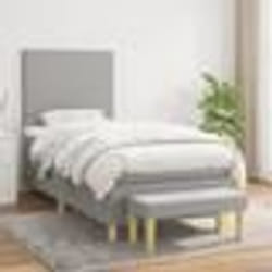 vidaXL Sommier à lattes de lit avec matelas Gris clair 90x200 cm Tissu - 90 x 200 cm