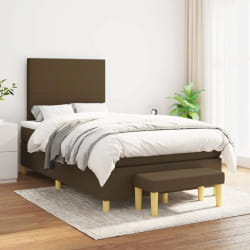 vidaXL Sommier avec matelas - Marron foncé 120x200 cm